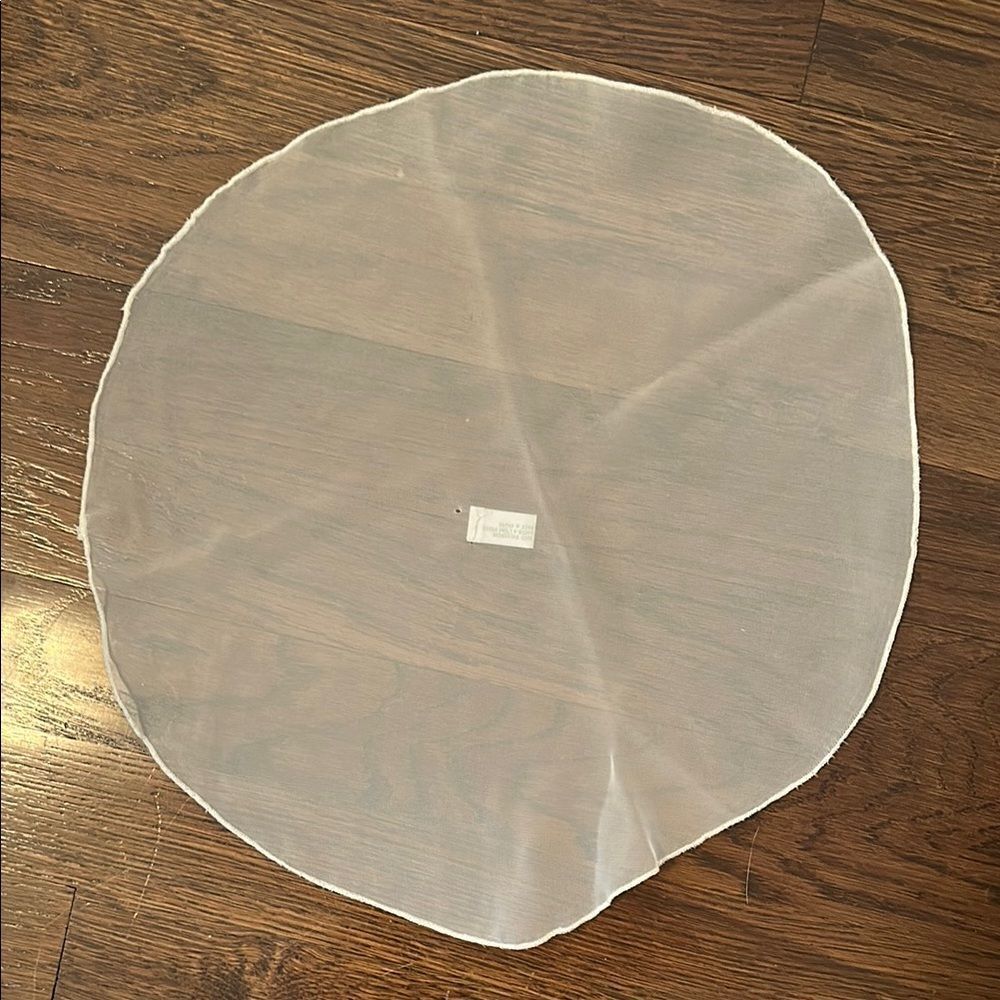 Vintage off white/cream round polyester handkerchief or‎ pocket square